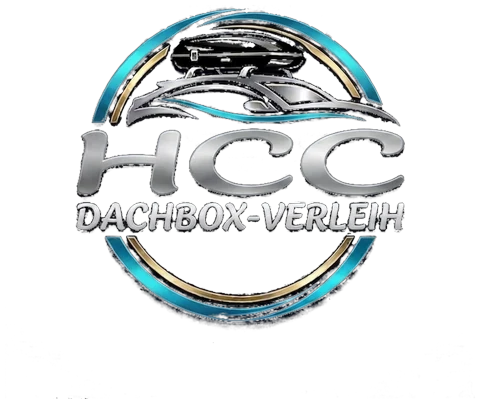 HCC Dachbox-Verleih – rundes Emblem mit Fahrzeug und Dachbox